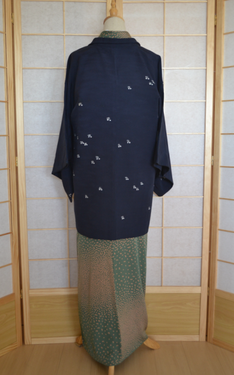 Haori Femme Vintage €89.50 - tissu d'été, bleu marine - 0001