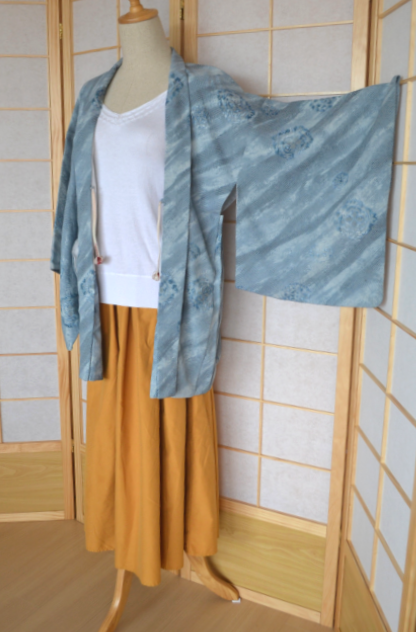 Haori Femme Vintage €98.50 - shibori fleurs, bleu - 0011