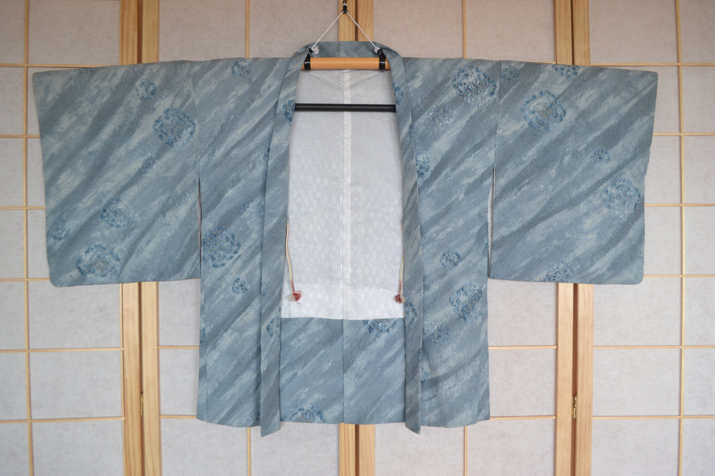 Haori Femme Vintage €98.50 - shibori fleurs, bleu - 0011