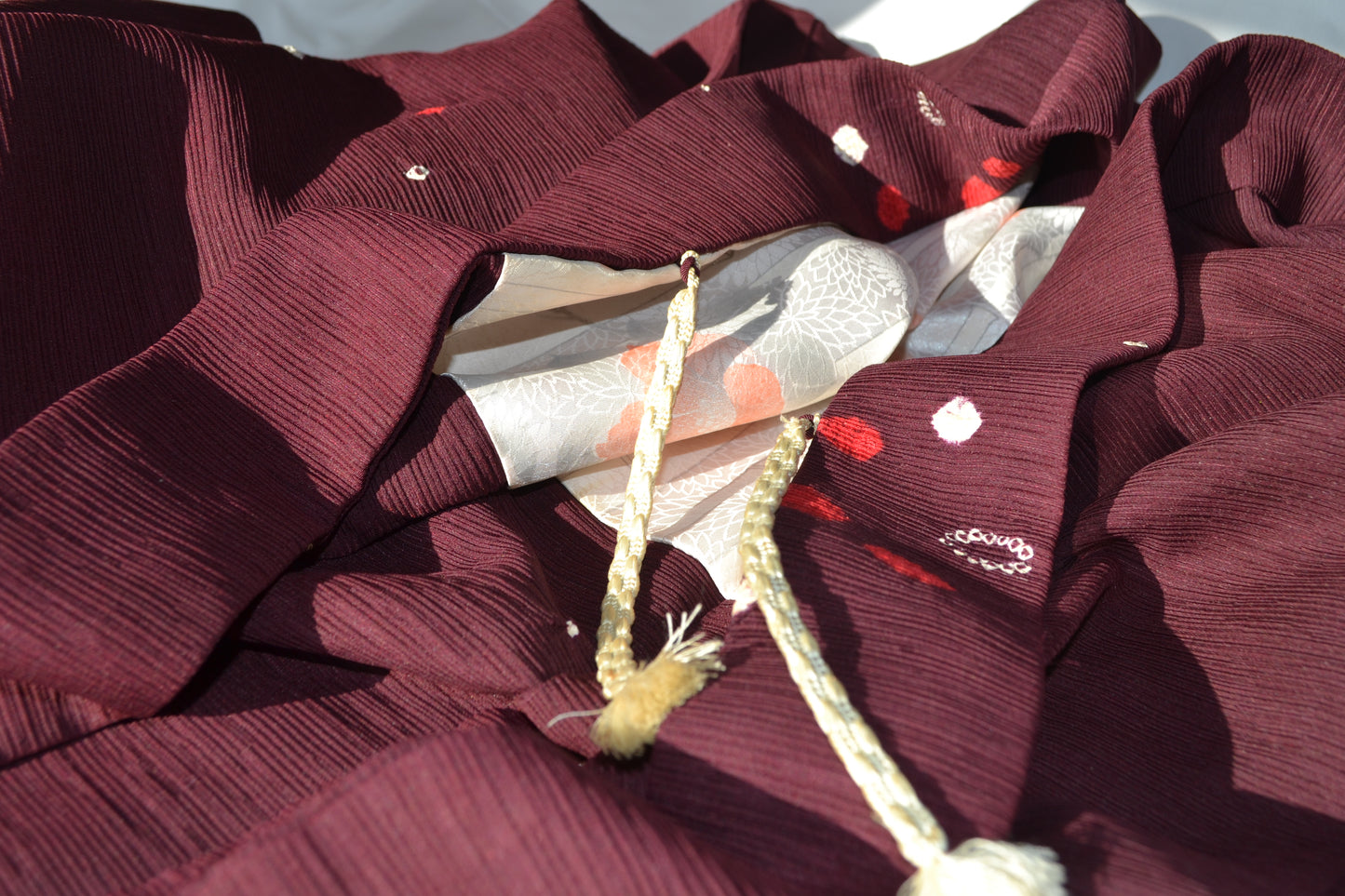 Haori Femme Vintage €89.50 - petites fleurs, bordeaux - 0006