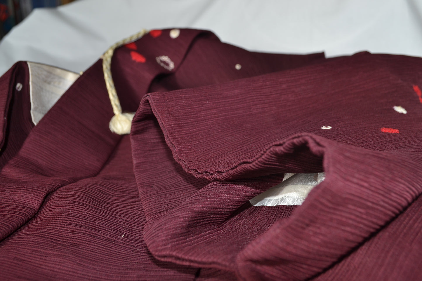 Haori Femme Vintage €89.50 - petites fleurs, bordeaux - 0006