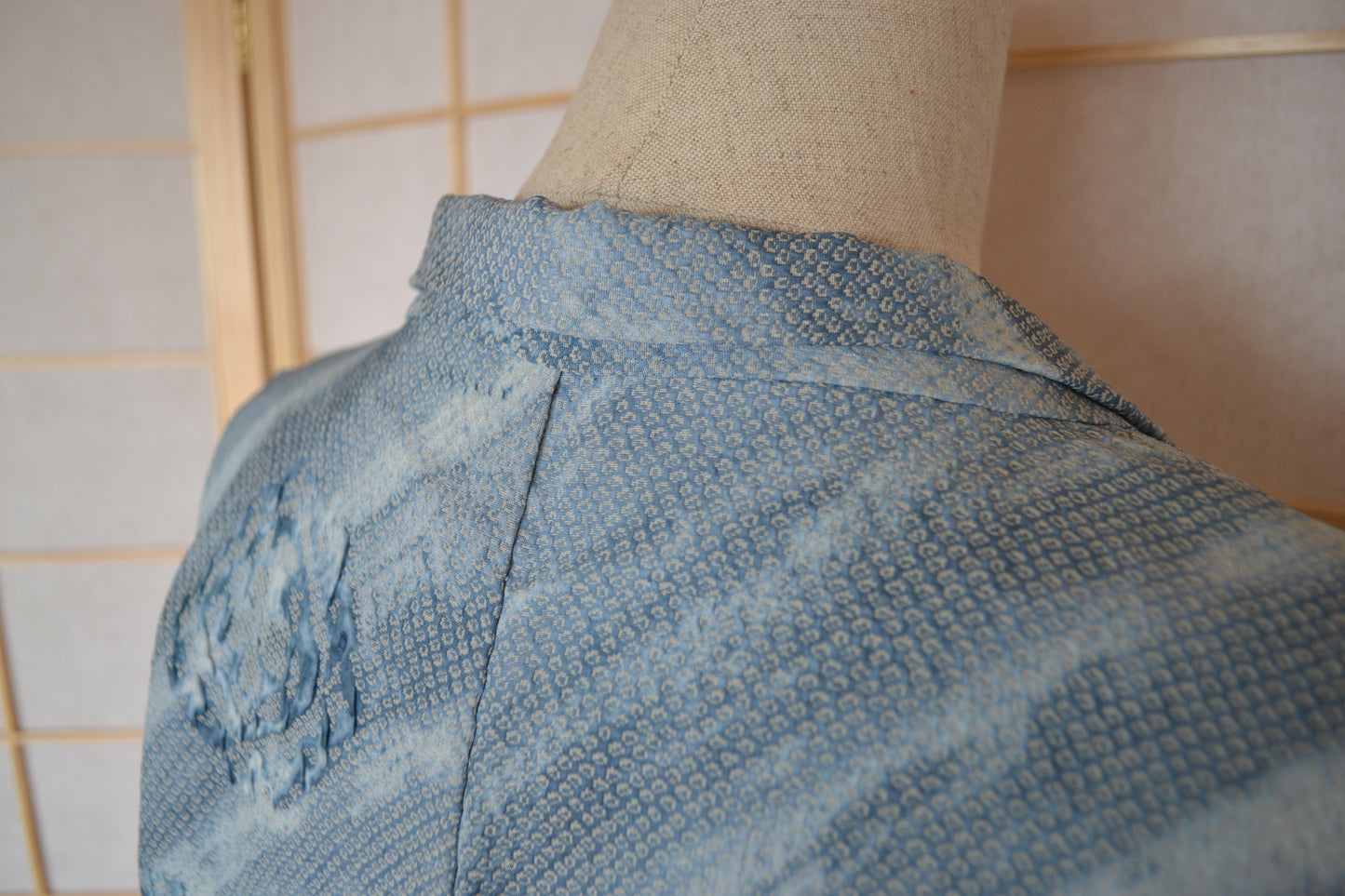 Haori Femme Vintage €98.50 - shibori fleurs, bleu - 0011