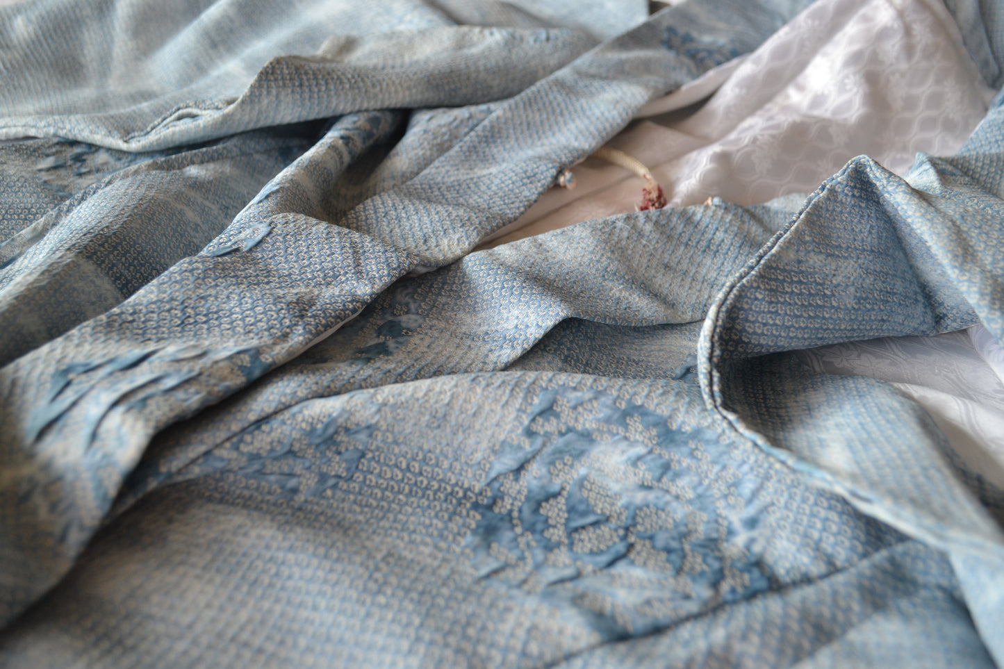 Haori Femme Vintage €98.50 - shibori fleurs, bleu - 0011