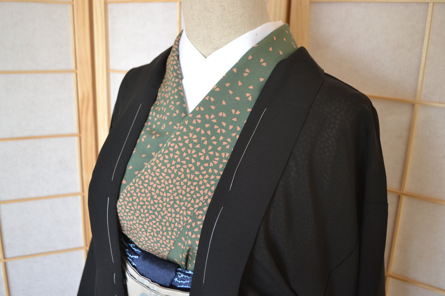 Haori Femme Vintage(tissu d'été) €95.80 - haori d'été, noir - 0014