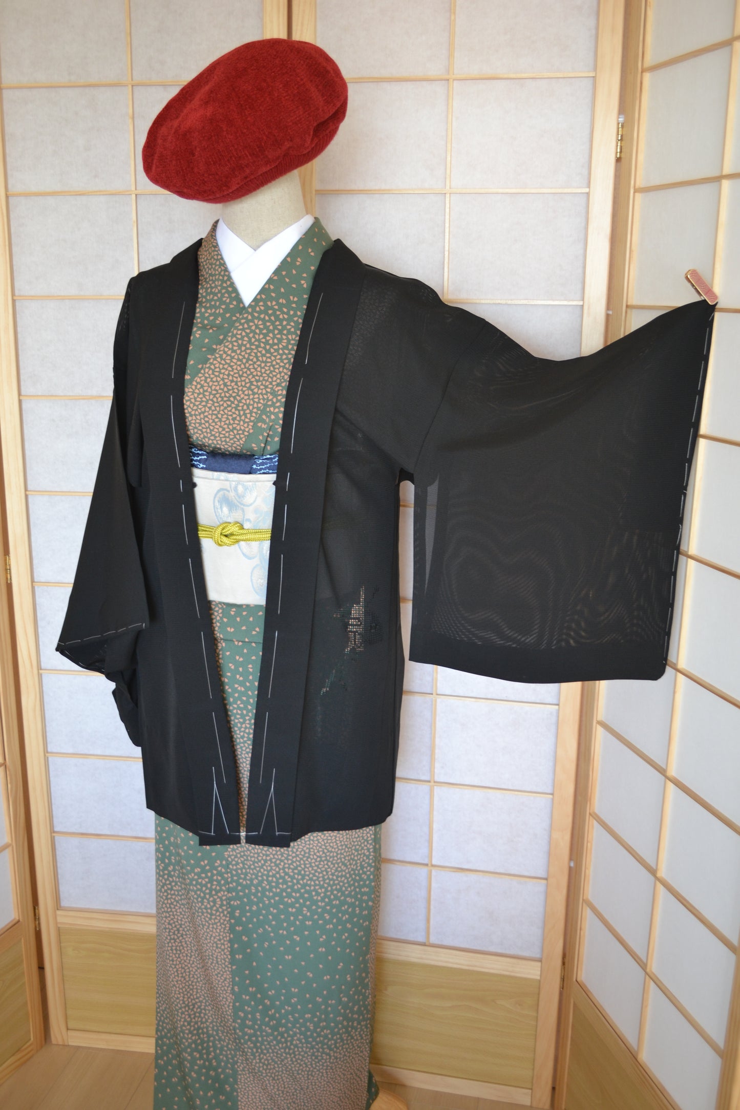 Haori Femme Vintage(tissu d'été) €95.80 - haori d'été, noir - 0014
