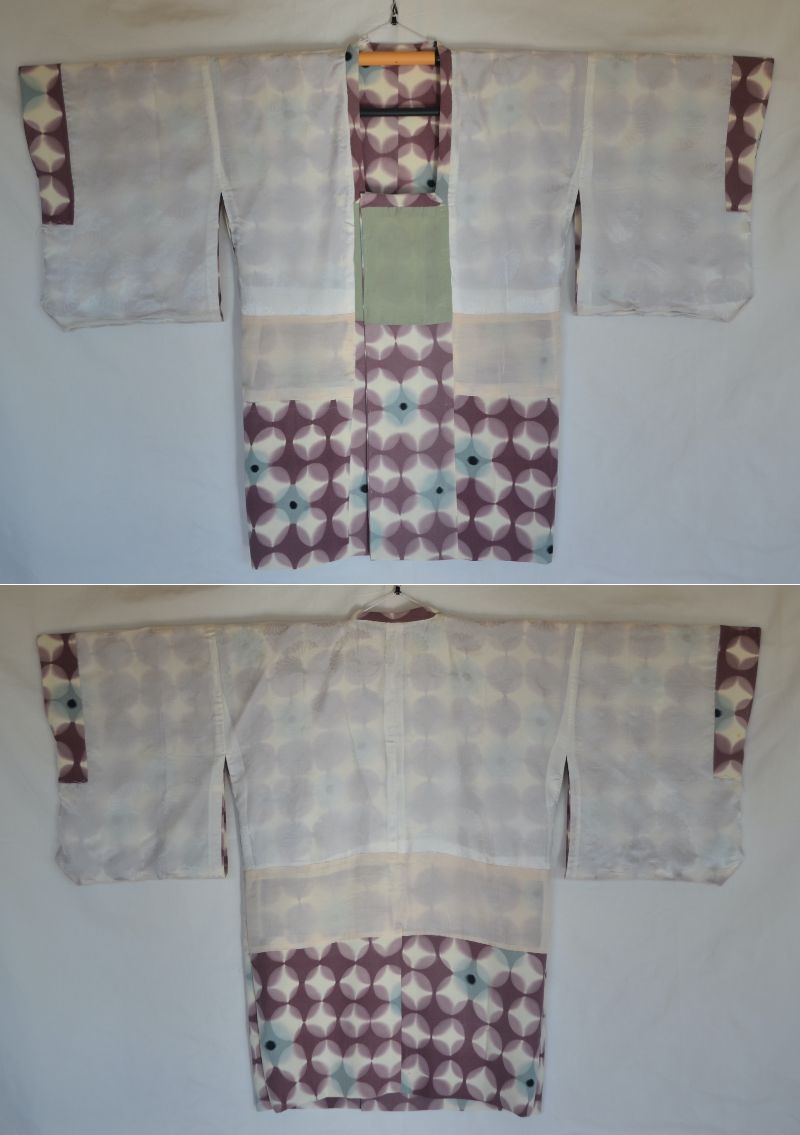 Michiyuki Coat Femme Vintage €129.80 - shibori style, blanc/lavande - 0016