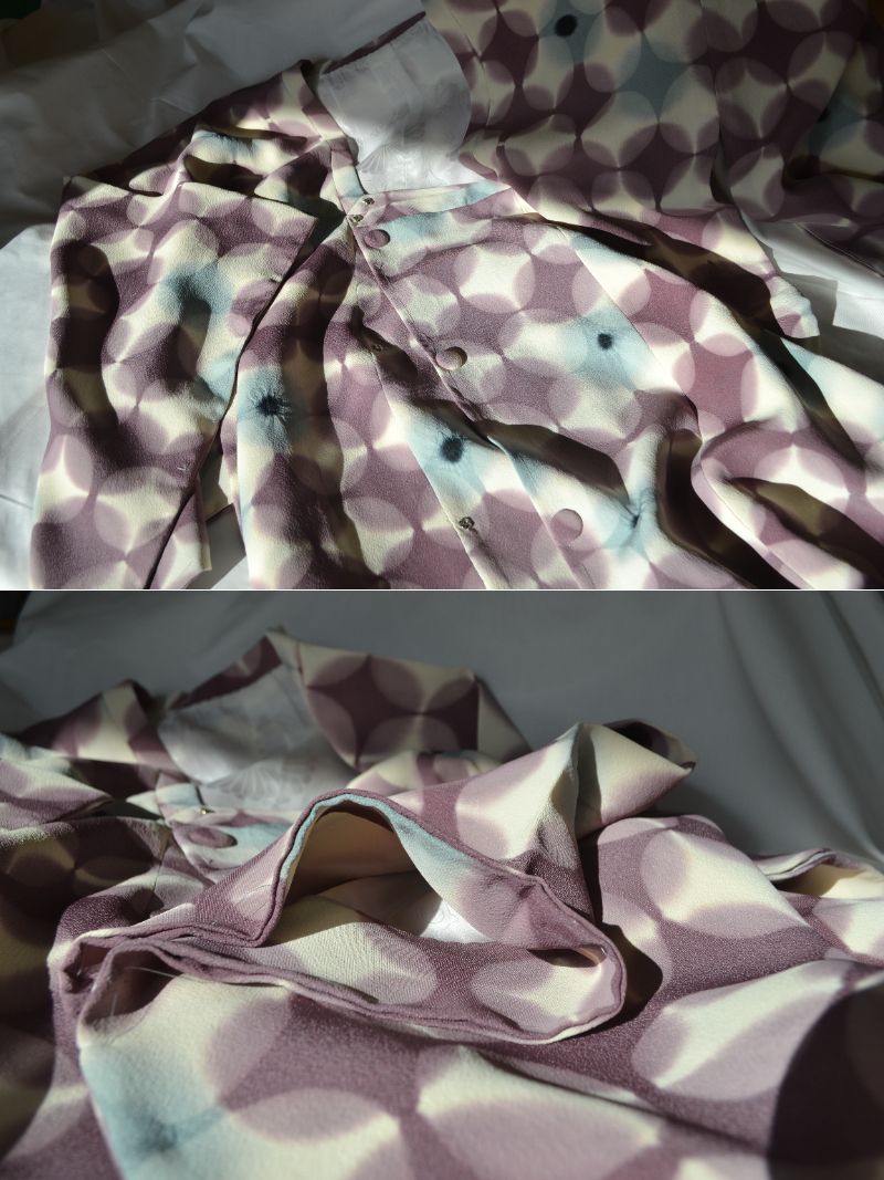 Michiyuki Coat Femme Vintage €129.80 - shibori style, blanc/lavande - 0016