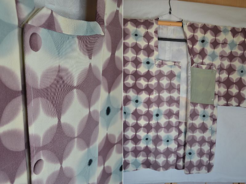 Michiyuki Coat Femme Vintage €129.80 - shibori style, blanc/lavande - 0016