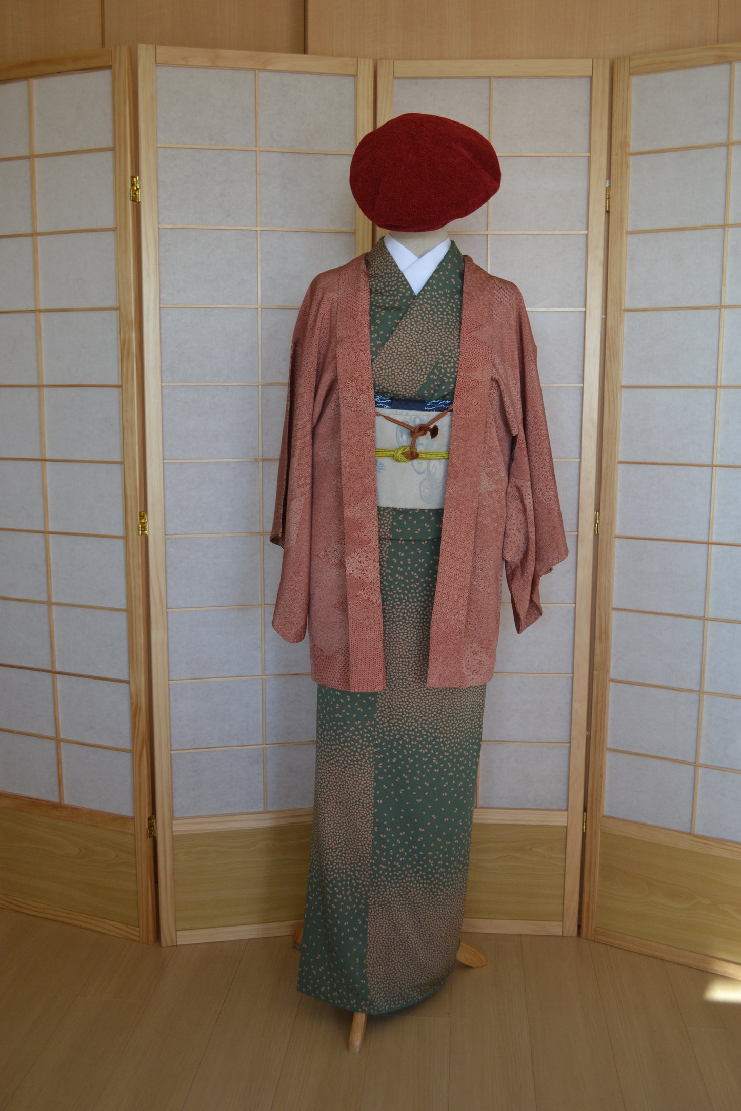 Haori Femme Vintage €94.50 - edo-komon, rouge - 0008