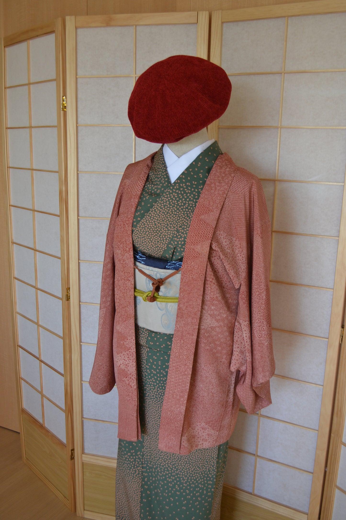 Haori Femme Vintage €94.50 - edo-komon, rouge - 0008