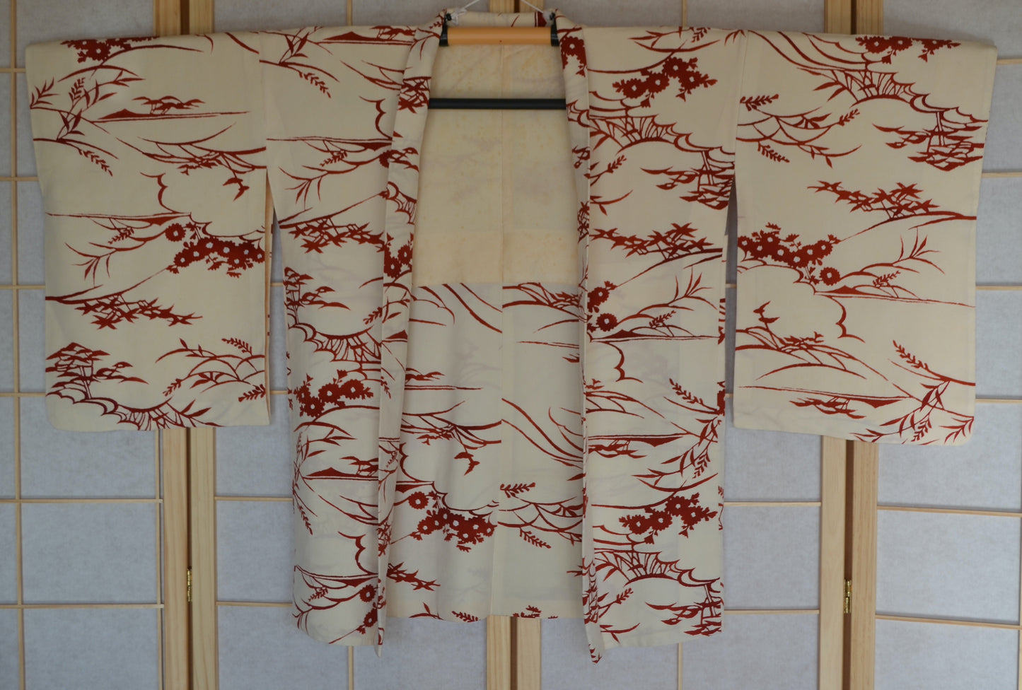 Haori Femme Vintage €78.50 - fleurs et végétaux, ivoire - 0004