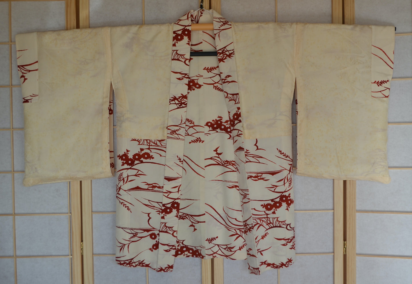 Haori Femme Vintage €78.50 - fleurs et végétaux, ivoire - 0004