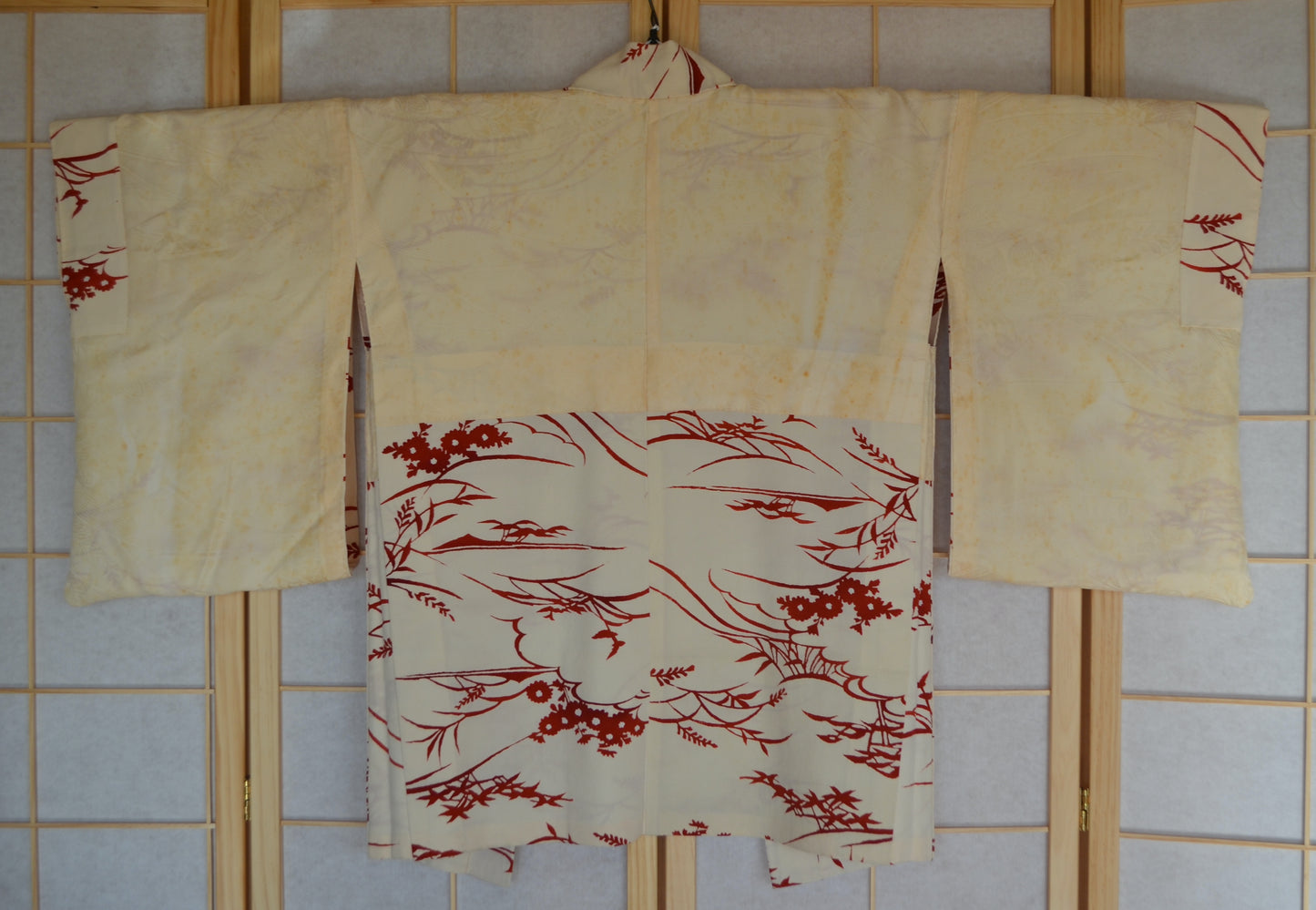 Haori Femme Vintage €78.50 - fleurs et végétaux, ivoire - 0004