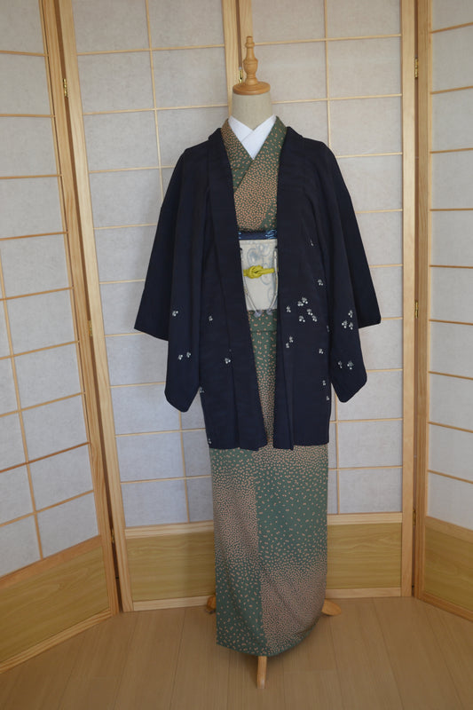 Haori Femme Vintage €89.50 - tissu d'été, bleu marine - 0001