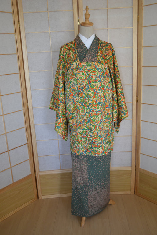 Michiyuki Coat Femme Vintage €89.50 - animaux, vert et jaune - 0003