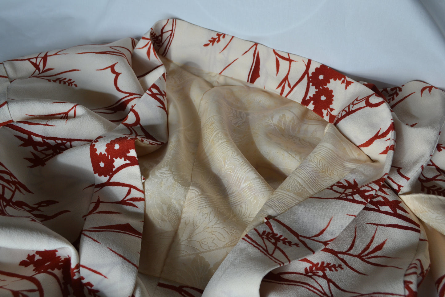 Haori Femme Vintage €78.50 - fleurs et végétaux, ivoire - 0004