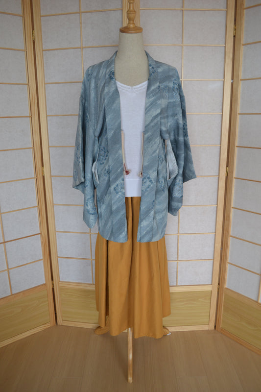 Haori Femme Vintage €98.50 - shibori fleurs, bleu - 0011