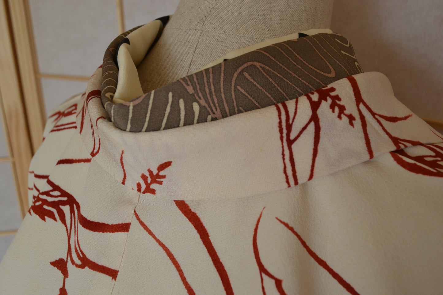 Haori Femme Vintage €78.50 - fleurs et végétaux, ivoire - 0004