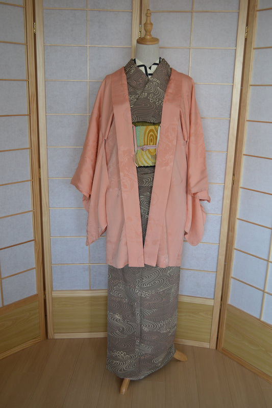 Haori Femme Vintage €75.50 - fleurs et l'eau qui coule, rose - 0005